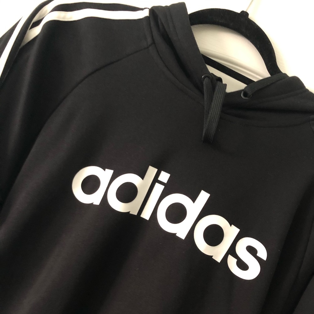 Adidas Hoodie Black White Stripes